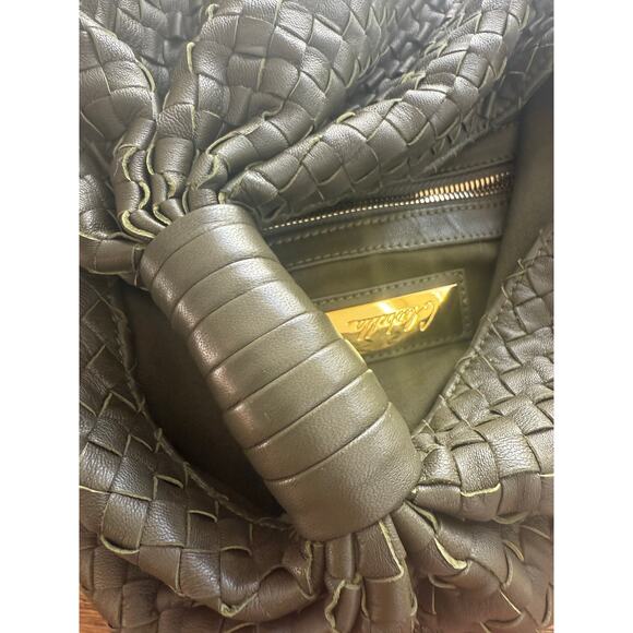 Cleobella Nia Woven Handbag Clutch Olive Green Hobo Slouchy - Picture 9 of 12